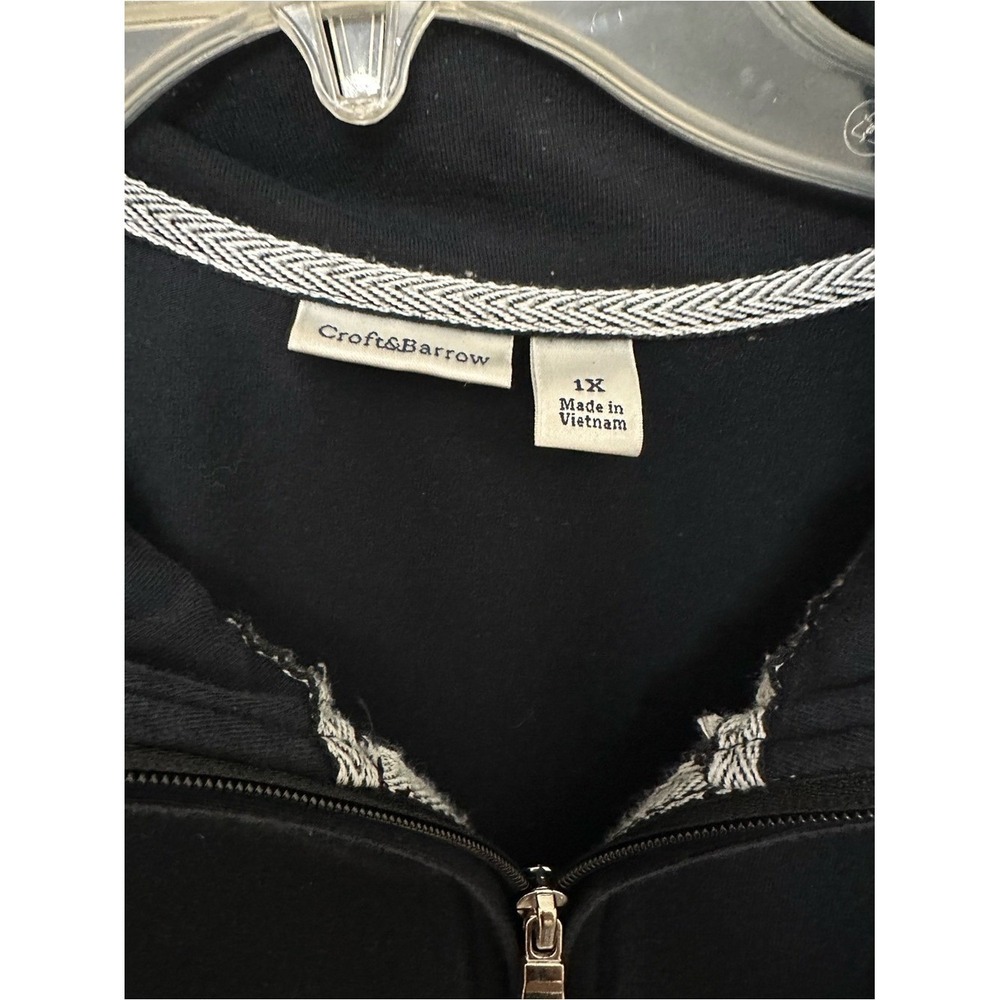 Croft & Barrow Zip Up Jacket Womens 1X Black Excellent Casual Athleisure Pockets - Picture 4 of 6